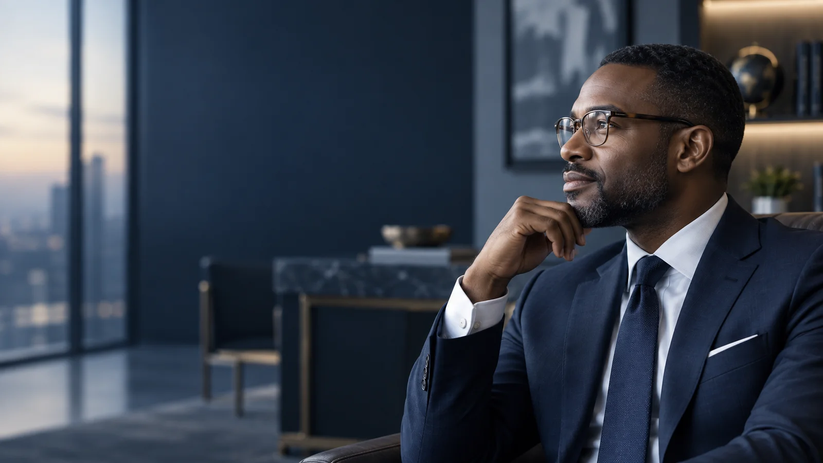 Illustrative executive considering an operational challenge