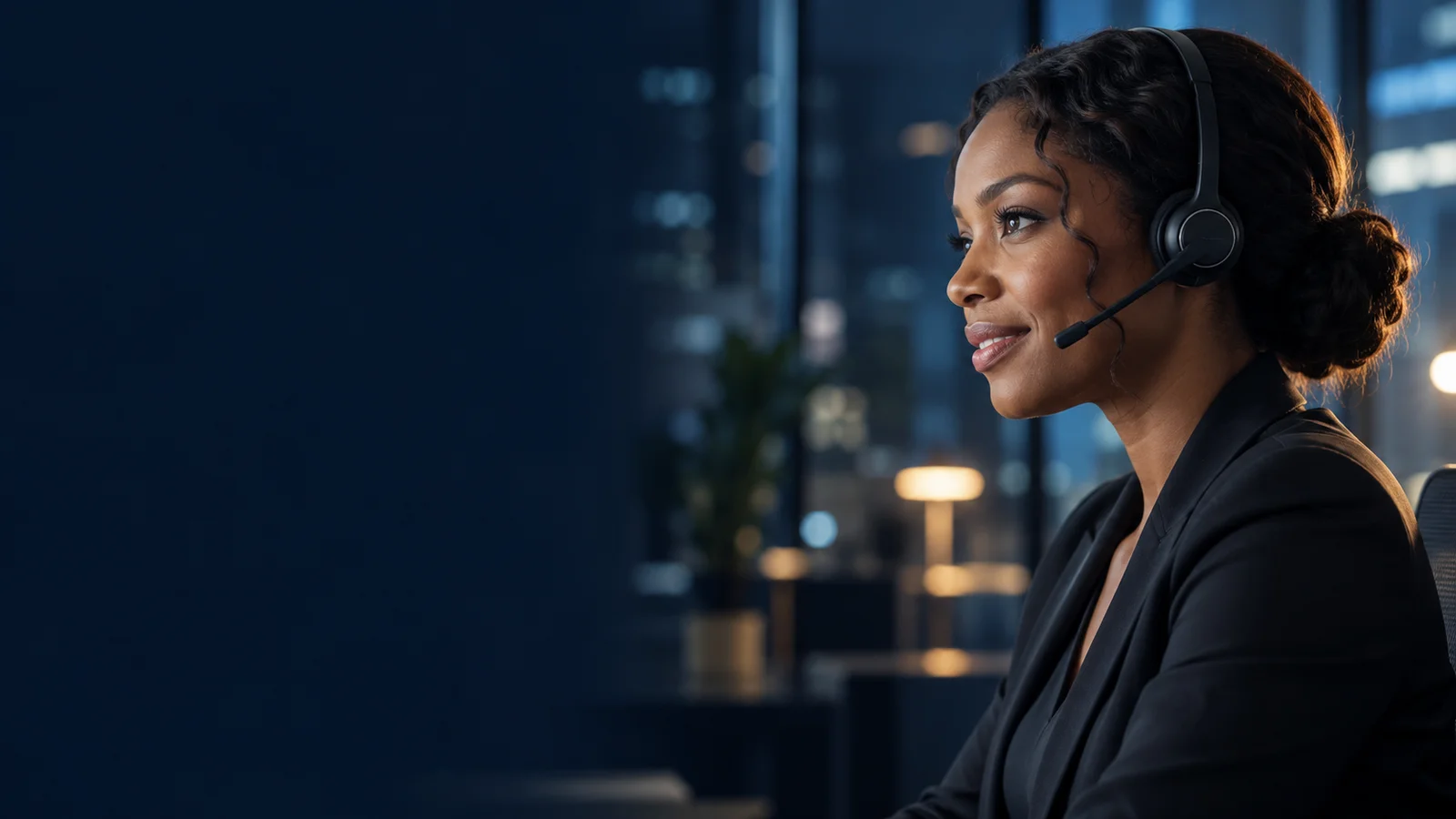 Illustrative customer service professional wearing a headset
